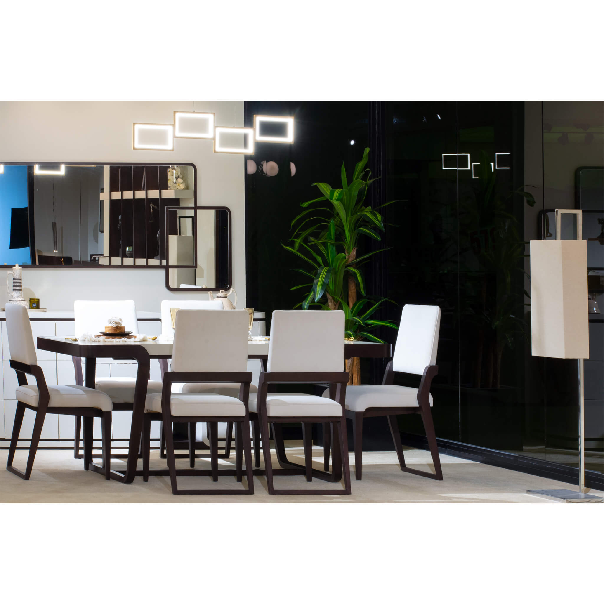 طاولة طعام رقية مع 6 كراسي